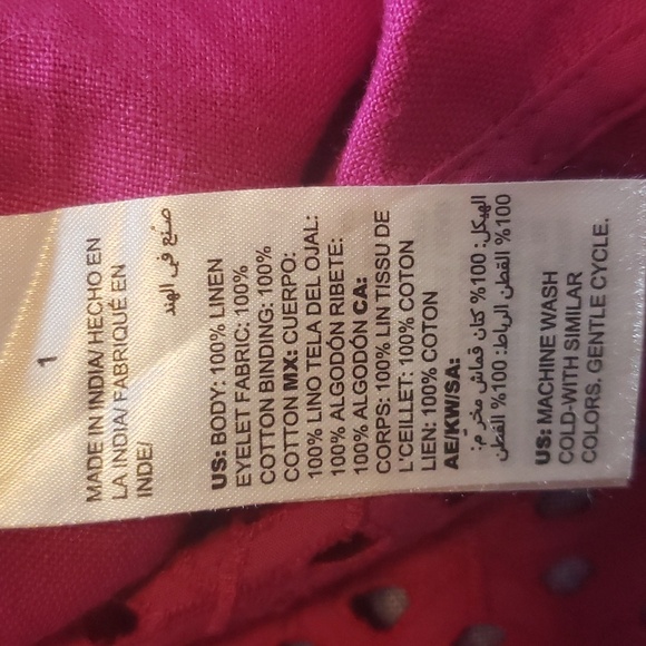 Chicos Pink Fushia 3/4 Sleeve Zip Up Linen Spring Summer Jacket Vanity Size 1 - Picture 12 of 13